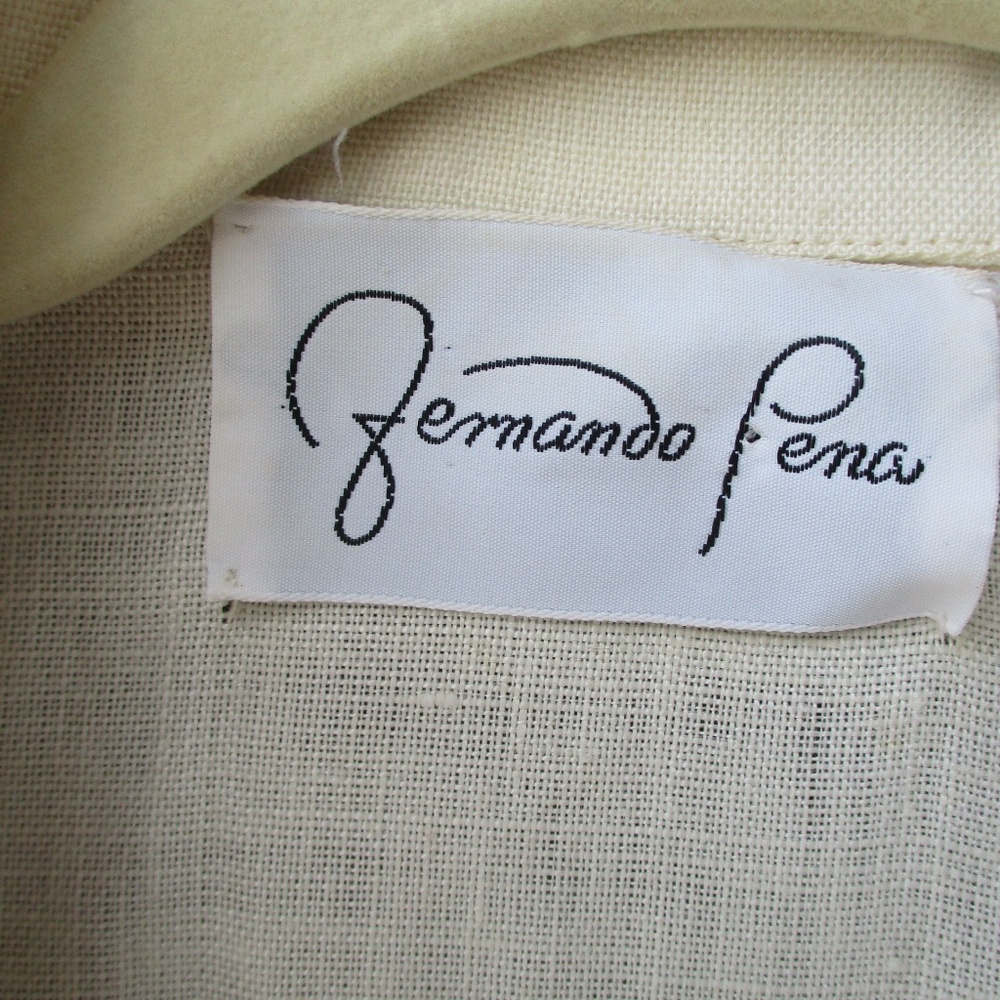 SOLD Vtg 80s Linen Dress 16 Fernando Pena - Picture 2 of 5